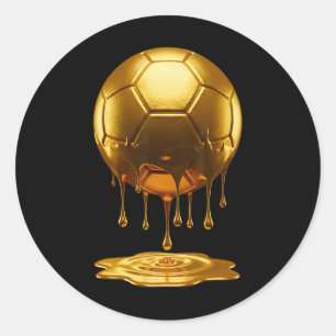 Soccer Dripping Drip Gold Sport Player Coach Ller Classic Round Sticker