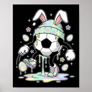 Soccer Easter Bunny Egg Drip Icecream Kids Boys Gi Poster