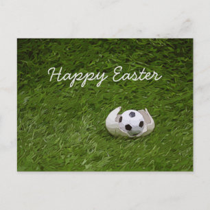 Soccer Easter with foot ball and egg shell Postcard