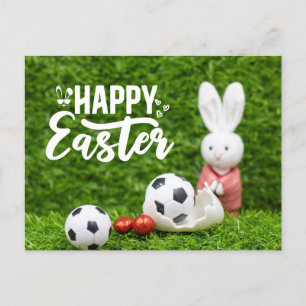 Soccer Easterfor Soccer Player with Eggs  Holiday Postcard