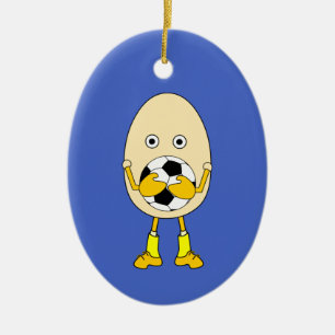 Soccer Egghead Ceramic Tree Decoration