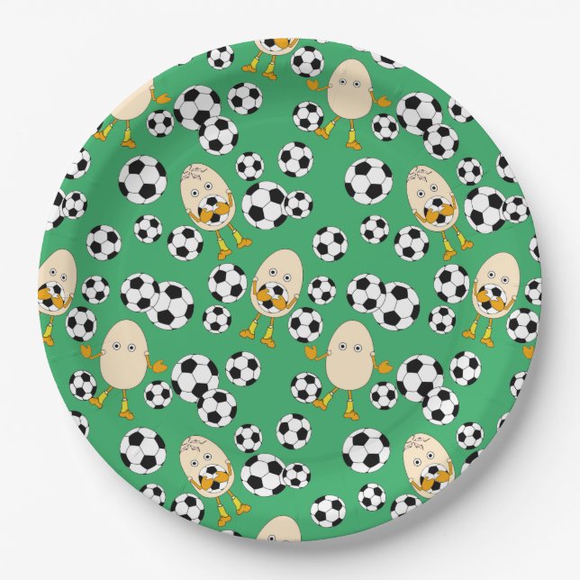 Soccer Egghead Pattern  Paper Plate (Front)