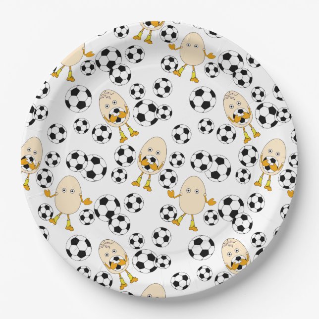Soccer Egghead Pattern  Paper Plate (Front)