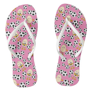Soccer Egghead Pattern Socks Flip Flops
