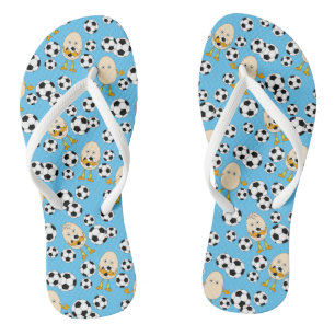 Soccer Egghead Pattern Socks Flip Flops