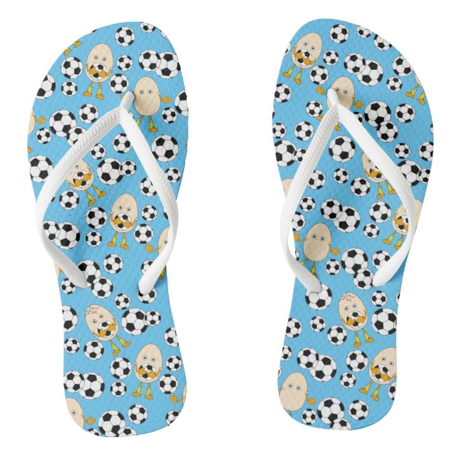Soccer Egghead Pattern Socks Flip Flops (Footbed)