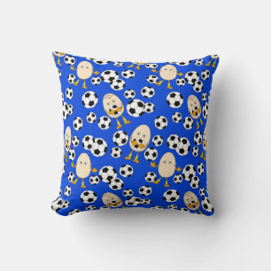 Soccer Egghead Pattern Throw Pillow