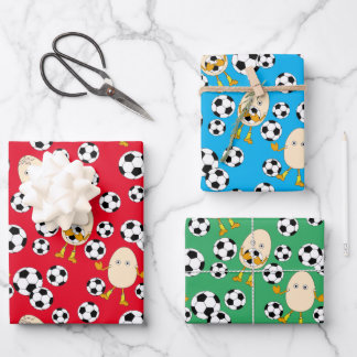 Soccer Egghead Pattern Wrapping Paper Sheet
