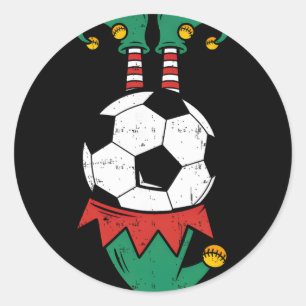 Soccer Elf Christmas Funny Xmas Elf Soccer Lover K Classic Round Sticker