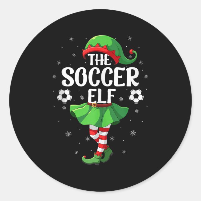 Soccer Elf Christmas Girls Women Elf Squad Xmas Fa Classic Round Sticker (Front)
