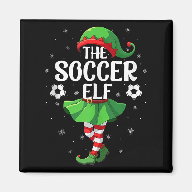Soccer Elf Christmas Girls Women Elf Squad Xmas Fa Magnet (Front)