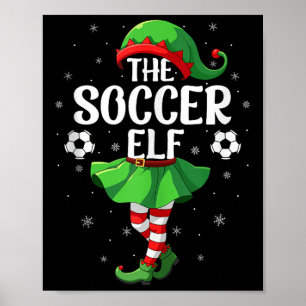 Soccer Elf Christmas Girls Women Elf Squad Xmas Fa Poster