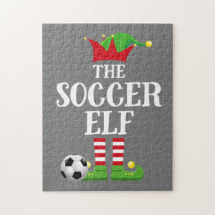 Soccer Elf Family Matching Christmas Group Elf Jigsaw Puzzle