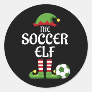 Soccer Elf Family Matching Group Christmas Sporty Classic Round Sticker