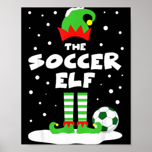 Soccer Elf Matching Group Family Holiday Christmas Poster