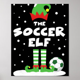 Soccer Elf Matching Group Family Holiday Christmas Poster