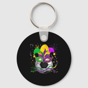 Soccer Equipment Mardi Gras Masked Beads Funny Pla Key Ring