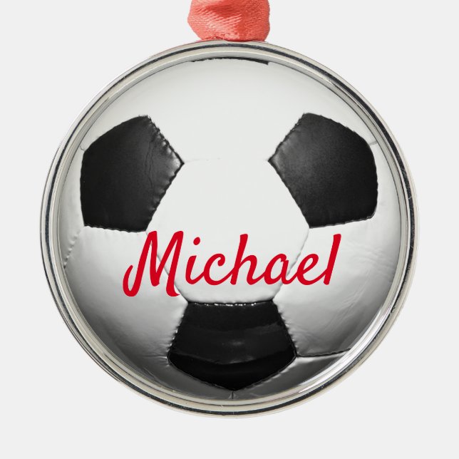 Soccer European South Latin American Football Metal Tree Decoration (Front)