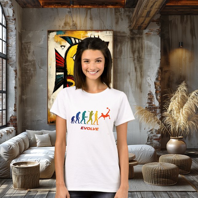 Soccer Evolution Silhouette Bicycle Kick Design T-Shirt (Creator Uploaded)