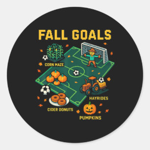 Soccer Fall Goals Fun Kids Autumn Pixel Video Game Classic Round Sticker
