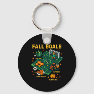 Soccer Fall Goals Fun Kids Autumn Pixel Video Game Key Ring