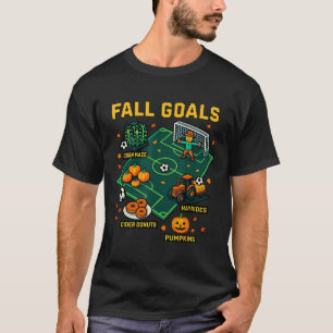 Soccer Fall Goals Fun Kids Autumn Pixel Video Game T-Shirt