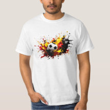 Soccer falls in the colors red yellow black