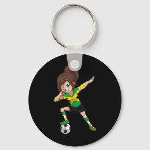 Soccer Fan Jamaica Jamaican Flag Girl Key Ring
