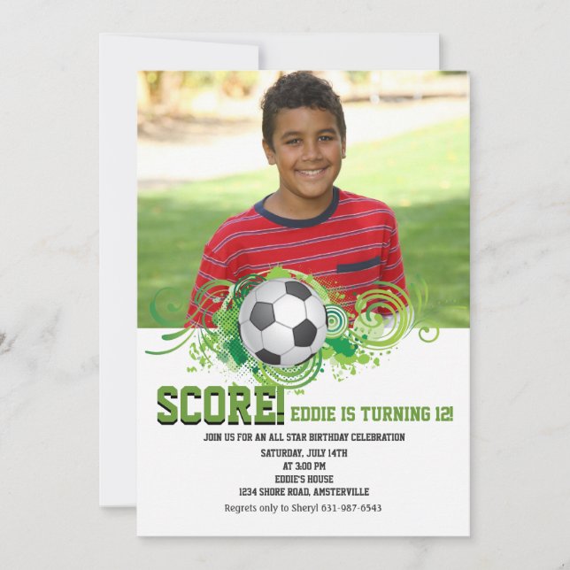 Soccer Fan Photo Invitation (Front)