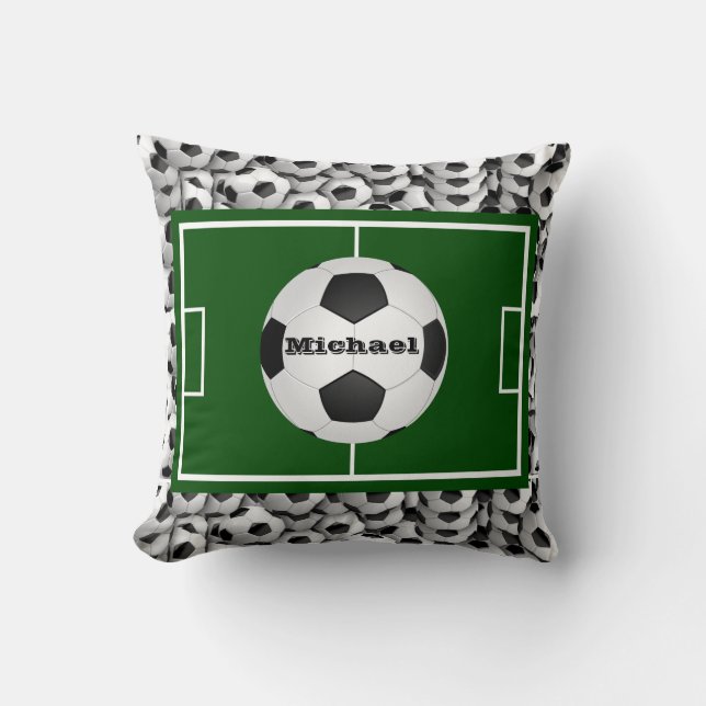 Soccer Field And Balls Personalised Cushion (Front)