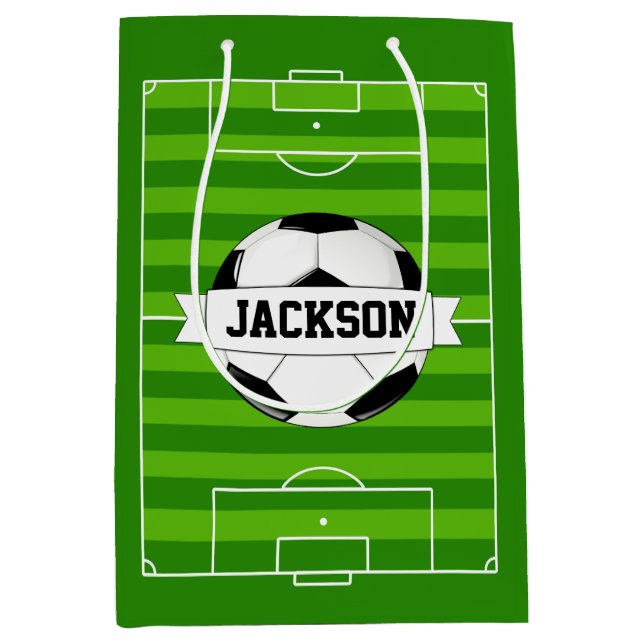 Soccer Field Custom Player/Team Name Sports Party Medium Gift Bag (Front)