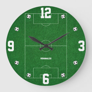 Soccer Field Design Sports Fan Home Decor Large Clock