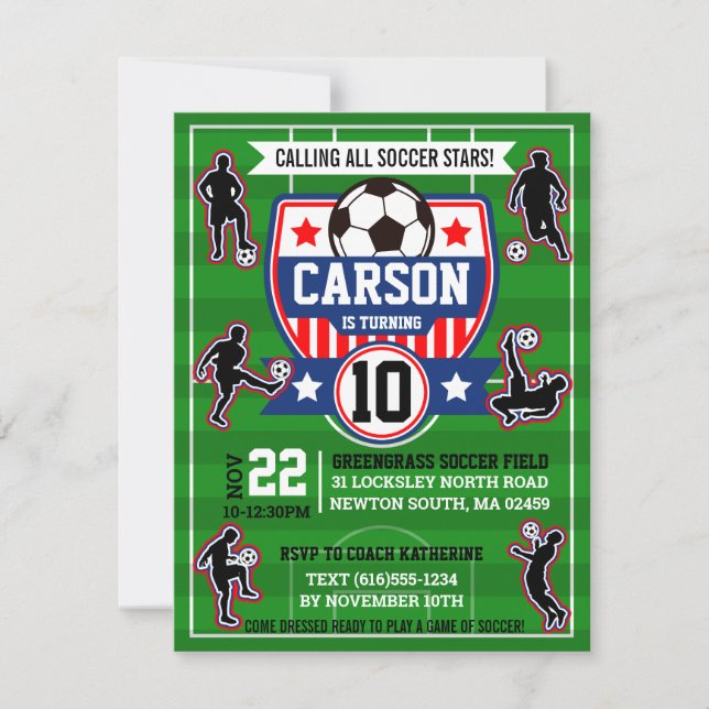 Soccer Field Football Boys Birthday Party Invitation (Front)