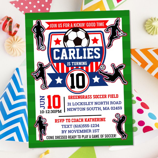 Soccer Field Football Girls Birthday Party Invitation (Creator Uploaded)
