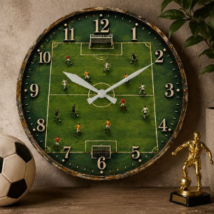 Soccer Field Football Lover Stadium Sports Room  Large Clock