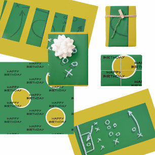 Soccer Field Game Plan Green Yellow customisable Wrapping Paper Sheet