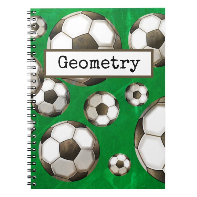 Soccer Field Green Soccer Balls Subject Notebook (Front)