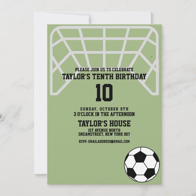 Soccer Field Sports Custom Birthday Party Invitation (Front)