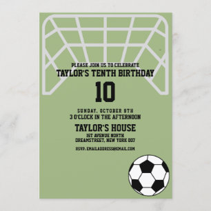 Soccer Field Sports Custom Birthday Party Invitation