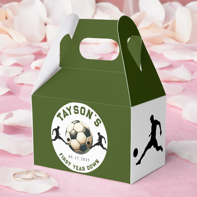 Soccer First Year Down 1st Birthday Favour Box (Wedding)