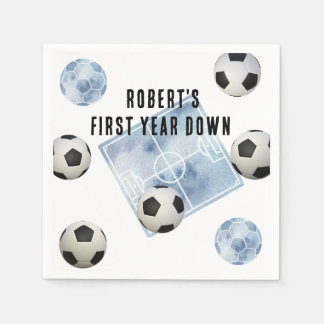 Soccer First Year Down Birthday Party Napkin
