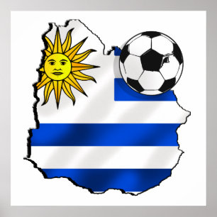 Soccer flag map of Uruguay gifts for Uruguayans Poster
