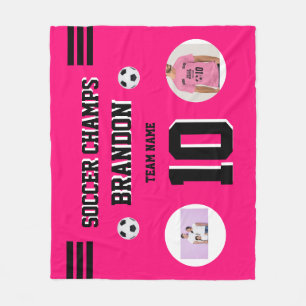 soccer Fleece Blanket fuchia photos personalised  