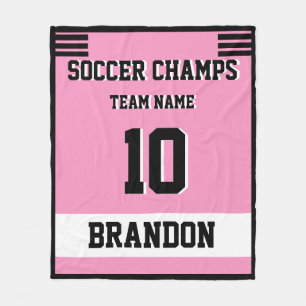 Soccer Fleece Blanket pink personalised player