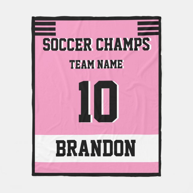 Soccer Fleece Blanket pink personalised player     (Front)