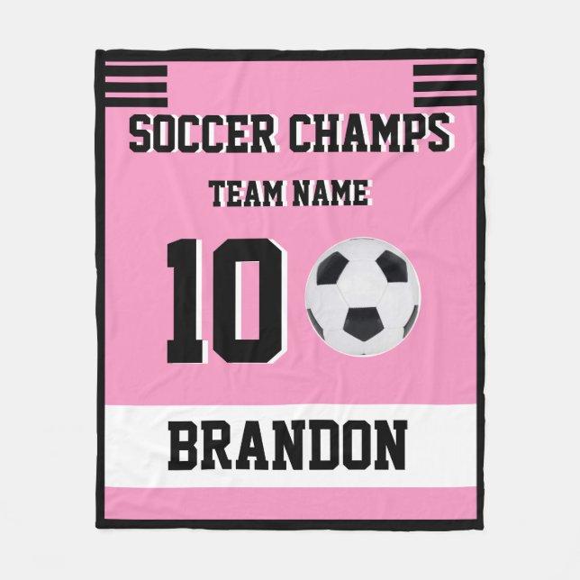 Soccer Fleece Blanket pink personalised player gol (Front)