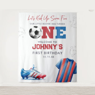 Soccer Football 1st Birthday Photo Backdrop Tapestry