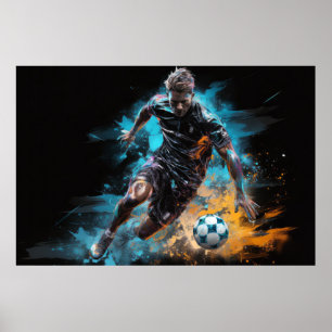 Soccer Football Action Sport Painting Abstract Art Poster