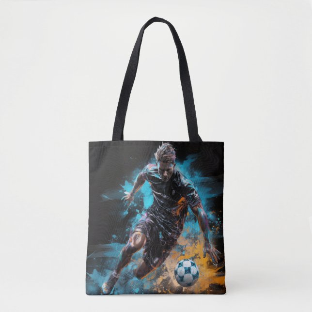 Soccer Football Action Sport Painting Abstract Art Tote Bag (Front)