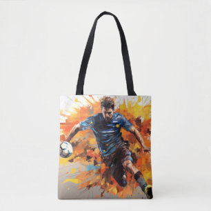 Soccer Football Action Sport Painting Abstract Art Tote Bag